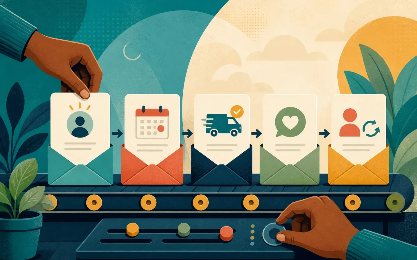 Customer email automation workflows for welcome messages, reminders and follow-ups
