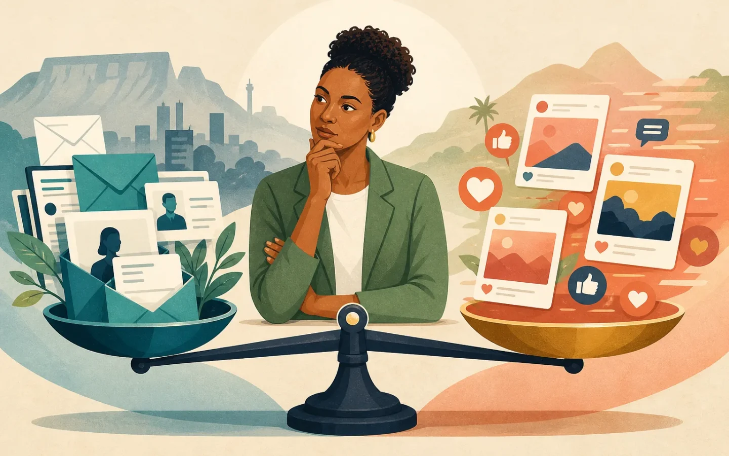 South African business comparing email marketing and social media channels